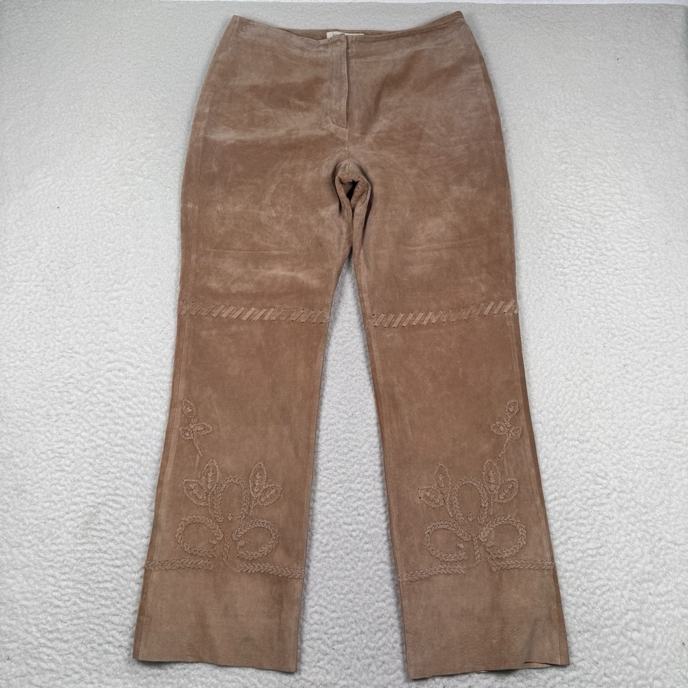 Margaret Godfrey Leather Pants Womens 12 Brown Suede Western Inlay 32x31